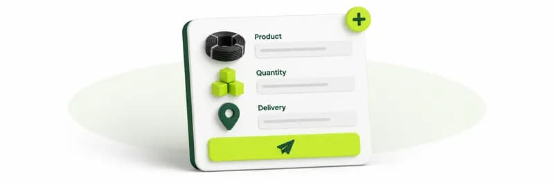 A requirement form with product, quantity and delivery fields
