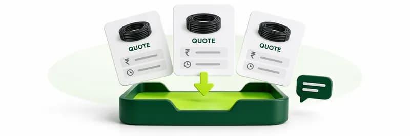 Three supplier quote cards landing in an inbox tray